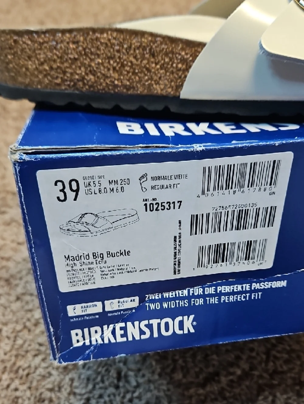 Birkenstock Madrid Big Buckle High Shine Sandals in Ecru - Picture 5 of 7